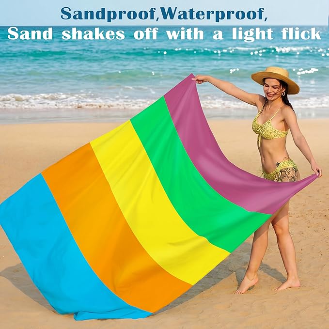 Famstar Beach Blanket Oversized Extra Large 78" X 81",Waterproof Sandproof Beach Blanket 1-7 Adults Lightweight Durable for Travel Camping Hiking Picnic