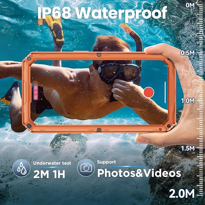 Mitywah Waterproof Case for iPhone 17 Pro, Rugged Metal Case with Built-in Screen Protector, Heavy Duty Full Body Shockproof Protective Cover 6.3 inch, Orange