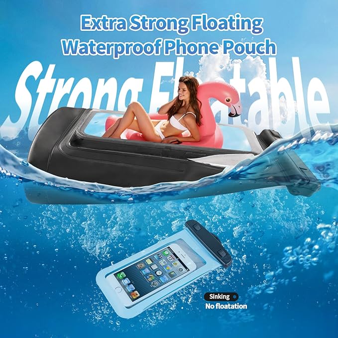 Extra Large Size Waterproof Phone Pouch - [Floating] Water Proof Pouch for iPhone Galaxy Google and More, IPX8 Waterproof Dry Bag for Beach Vacation Belongings