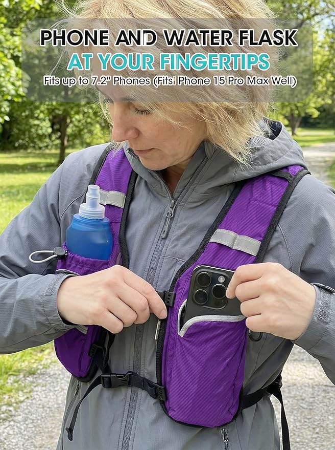 Foldable Small Hiking Backpack with 3 Strap Pockets – Lightweight 300D Spill-proof Daypack for Men Women – Packable Small Travel Backpack with Chest Strap & Trekking Pole Holder – Durable Outdoor Bag