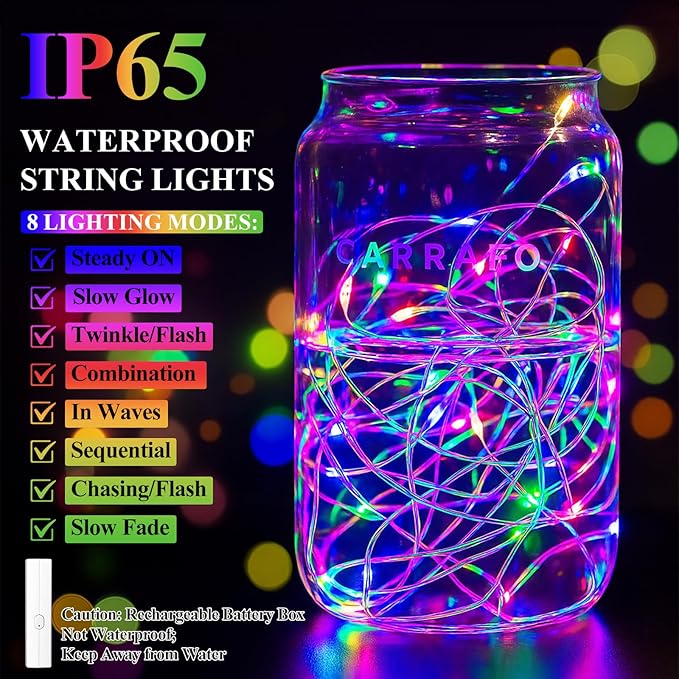 Lakumu Multicolor Fairy Lights Battery Operated, Twinkle Lights with Timer, Mini LED String Lights for Bedroom, Christmas Decorations, Wedding, Centerpiece Table Decor (5M/16FT Multicolor)