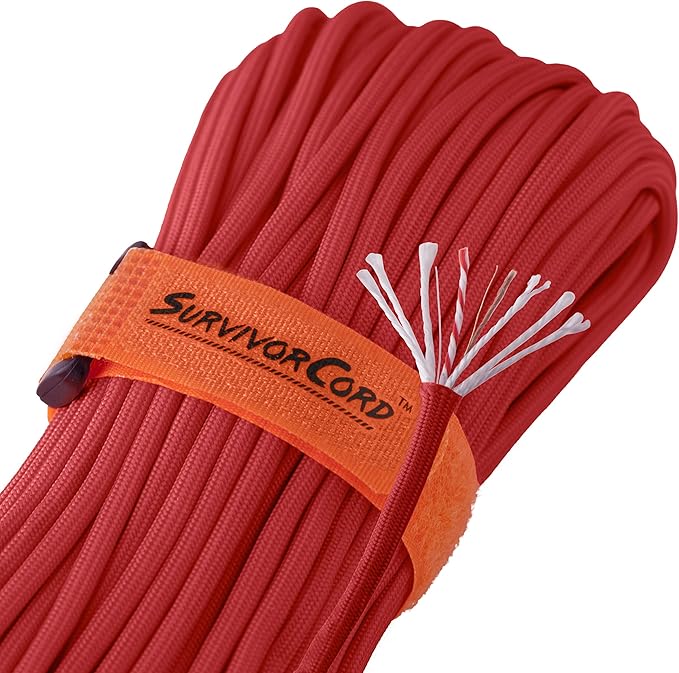 TITAN Survival Patented Paracord 550 - 25ft, 100ft, 500ft & Color Options - 620LB Strength Survival Paracord Military Spec with 3 Strands - Heavy Duty Hank Cord for Camping & Outdoors with Firestarter