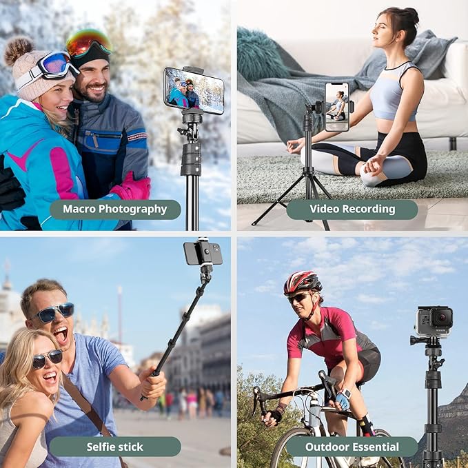 SENSYNE 72" Phone Tripod, Extendable Cell Phone Tripod Stand, Selfie Stick with Wireless Remote and Phone Holder, Compatible with iPhone Android Phone, Camera (Pack of 2)