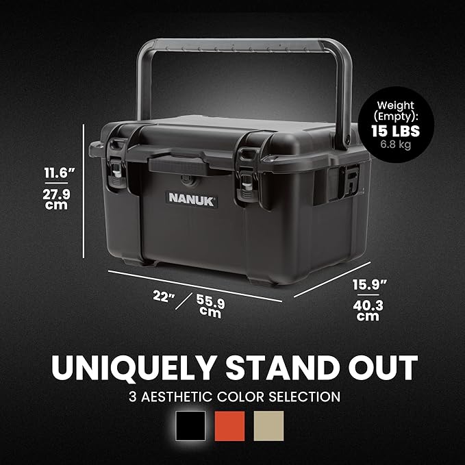 NANUK Trail 35 – 38.8 L (10.2-Gallon) Waterproof Gear Case – Modular Cargo Case for Camping, Fishing, Hunting & Outdoor Storage - Dustproof and Impact Resistant (22.0” x 15.9” x 11.6”) – Black