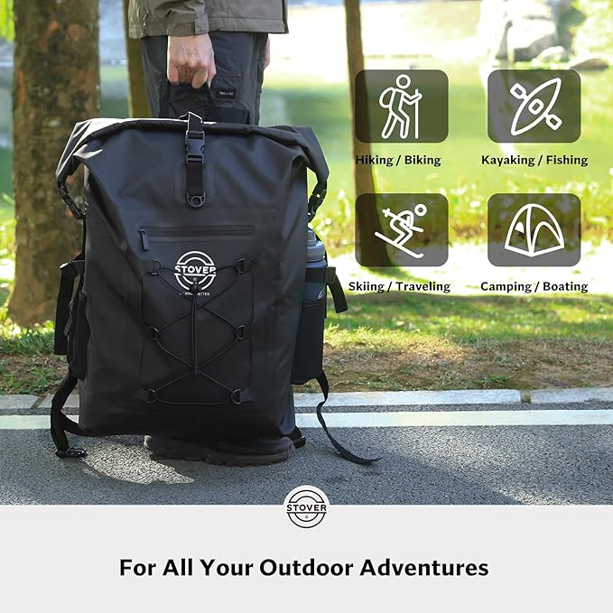 STOVER 5/10/25/30/40/55L Waterproof Dry Bag- Roll-Top Backpack w/Phone Case- Kayaking, Hiking, Camping, Boating- Men/Women