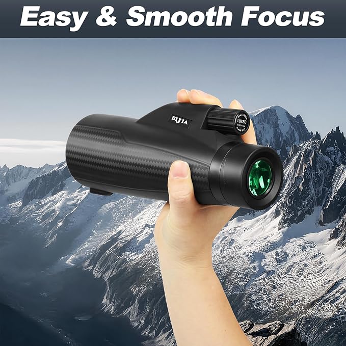 BIJIA 10x50 Monocular Telescope – True 10x Steady Handheld Scope with Phone Adapter & Tripod for Clear Long-Distance Bird Watching, Travel & Outdoor Viewing