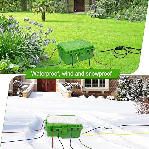 Large Outdoor Electrical Box Waterproof, IP54 Extension Cord Cover Weatherproof Outdoor Outlet Covers, Protect Power Strip, Timer Outlet, Plug, Socket, Holiday Light, Green (12 x 9X 5 inch)