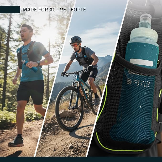 FITLY Soft Flask - Shrink As You Drink Soft Water Bottle for Hydration Pack - Folding Water Bottle Ideal for Running, Hiking, Cycling, Climbing & Rigorous Activity