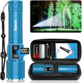 Rechargeable Tactical Flashlights 2000 High Lumens - 5000mAh Super Bright LED Powerful Flash Light, Waterproof Handheld USB C Flashlight for Home,Car,Camping,Emergencies,Zoomable (1, Turquoise)
