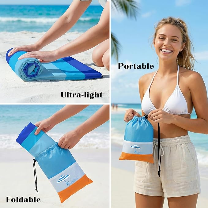 Famstar Beach Blanket Oversized Extra Large 78" X 81",Waterproof Sandproof Beach Blanket 1-7 Adults Lightweight Durable for Travel Camping Hiking Picnic