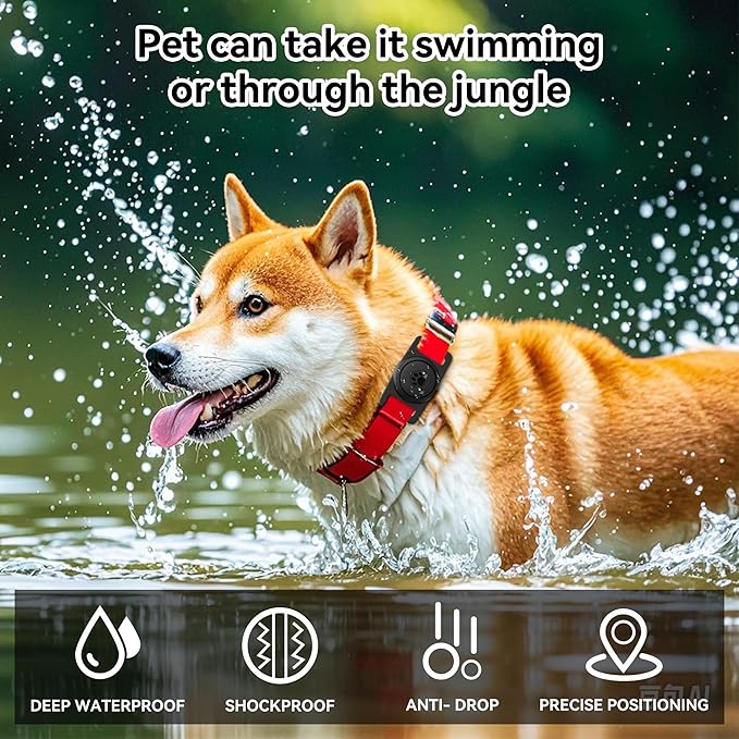 GOCII for Airtag Dog Collar Holder 2 Pack,Waterproof Dog Collar Holder for Apple AirTag(Gen 1 & 2),Silicone Air Tags Case for Dog Collars(Black)