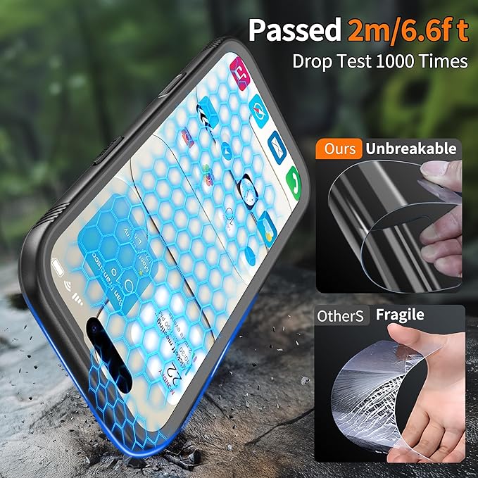 Cozycase for iPhone Air Waterproof Case Full-Body Bumper Shockproof Dustproof Cases with Built-in Screen Protector &Camera Control Compatible with MagSafe,Drop Proof Cover Frosted Black