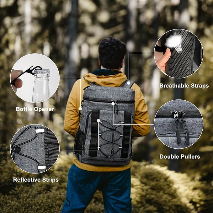 33 Cans Insulated Backpack Cooler - Leakproof Waterproof Lightweight Soft Coolers Bag for Camping Picnic Hiking Beach and Lunchbox Backpacks Bags-Leak Proof Ice Chest Back Pack