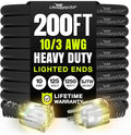 200ft Outdoor/Indoor Extension Cord 10/3 Gauge Ultra Heavy Duty 3 Prong SJTW, Waterproof, Flexible Cold-Resistant Long Power Cord,10A 125V 1000W, Black by LifeSupplyUSA
