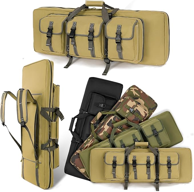 DULCE DOM 32/36/42/48/52 inch Double Rifle Case Soft Gun Bag for Rifles Pistols Storage & Transportation, All Around Shooting Range Tactical Backpack for Hunters Shooters, Gift for Boyfriend, Husband