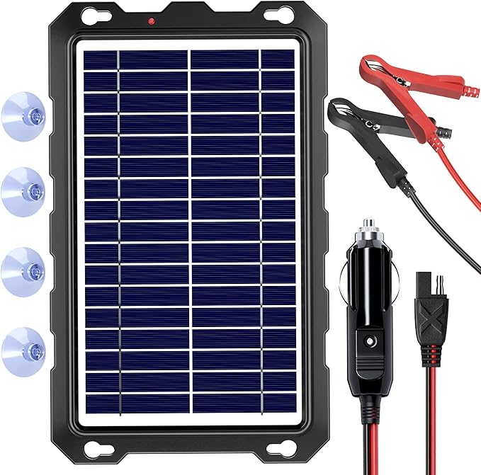 SUNAPEX 12V Solar Battery Charge: 8W Waterproof Portable Solar Panel Kit - Battery Maintainer Trickle Charger - with Upgrade Built in Charge Controller for Car Boat RV Trailer Automotive Motorcycle