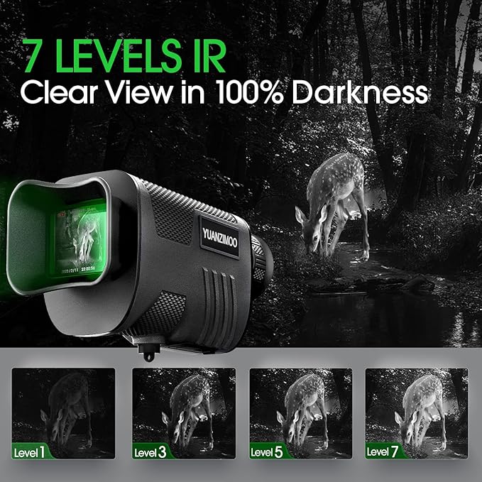 Upgraded Night Vision Monocular Digital Infrared Monocular Telescope for 100% Darkness with 8X Zoom 2000mAh Rechargeable Battery Tripod 32 GB SD Card & Card Reader, for Adult Hunting Camping