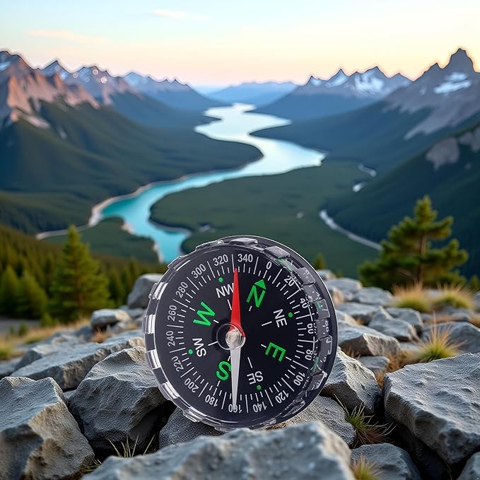 Mini Compass for Outdoor Navigation - Portable Liquid Survival Tool for Travel, Hiking, Camping and Backpacking - Clever Design, 4.5cm Diameter, Ideal for Boating and Navigation, Compasses