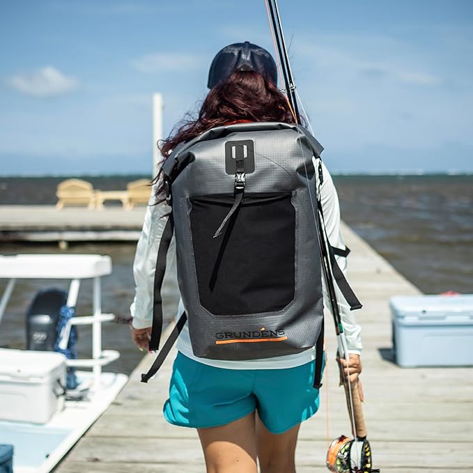 Grundéns Bootlegger Roll Top Backpack | Waterproof, 30L, Black