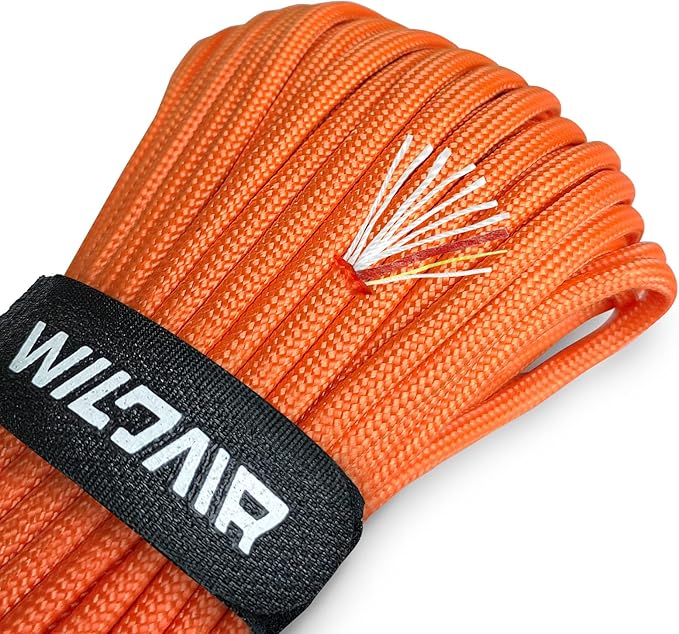 WILDAIR Paracord Survival Paracord Parachute Fire Cord Survival Ropes 4-in-1 U.S. Military Type III with Integrated Fishing Line Fire-Starter Tinder