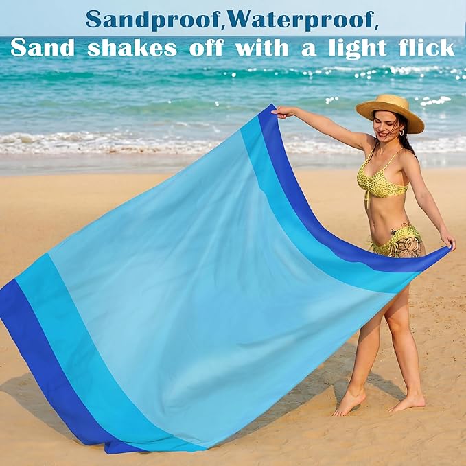 Famstar Beach Blanket Oversized Extra Large 78" X 81",Waterproof Sandproof Beach Blanket 1-7 Adults Lightweight Durable for Travel Camping Hiking Picnic