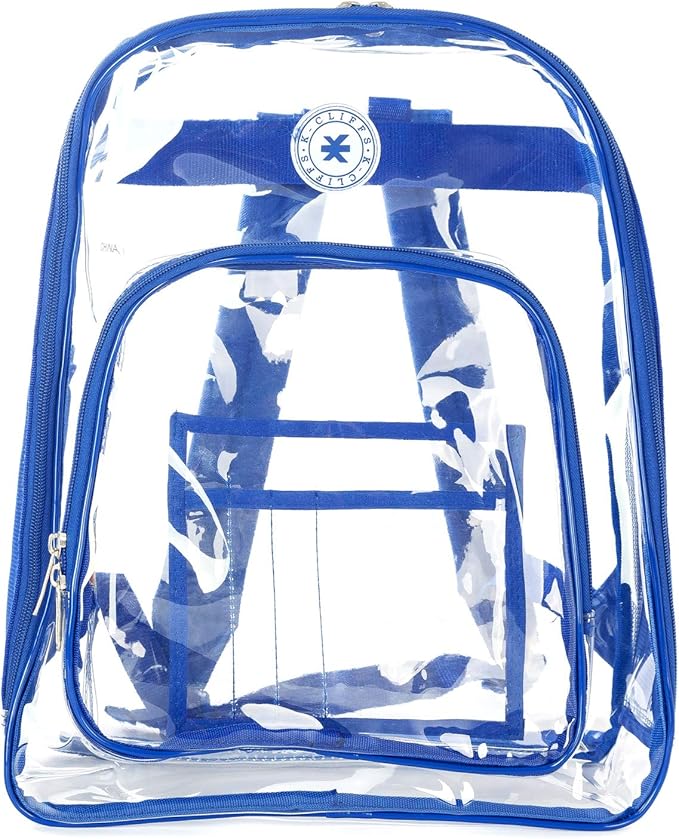 K-Cliffs Large Transparent Backpack Clear Heavy Duty School Bag Durable Student Bookbag See Through Vinyl Daypack Workbag