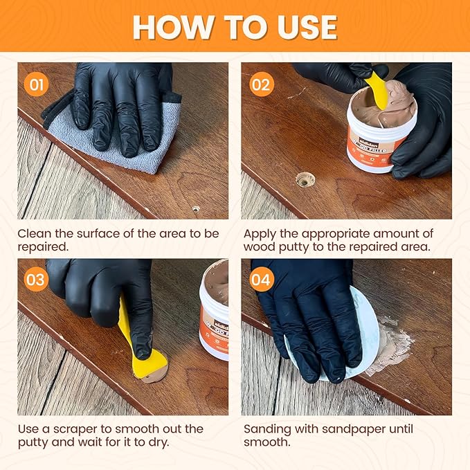Wood Filler, Wood Repair Kit, 16 Ounce Paintable & Stainable Wood Putty Filler, Wood Scratch Cracks Holes Repair Furniture, Exterior Wood Filler Water Resistant, Wood Putty White oak,