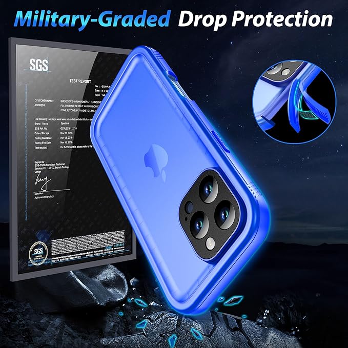 SPORTLINK for iPhone 16 Pro Waterproof Case - Shockproof Dustproof Case with Built-in Clear Screen Protector, Full Body Heavy Duty Sealed Protective Cover for i Phone 16 Pro 6.3" Blue