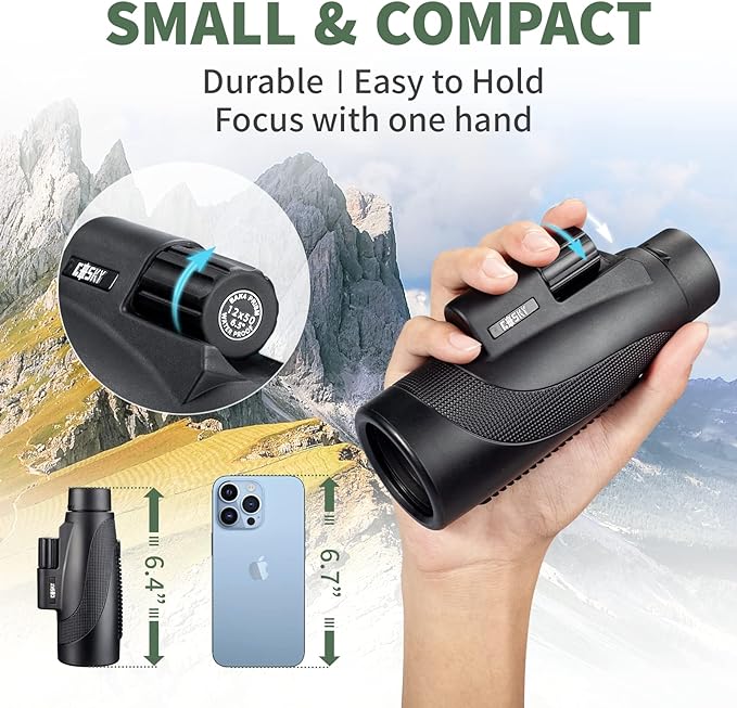 Gosky Titan 12X50 Monocular Telescope with Smartphone Holder - Waterproof Fog-Proof Shockproof Scope BAK-4 Prism FMC for Bird Watching Hunting Camping Traveling Wildlife Scenery