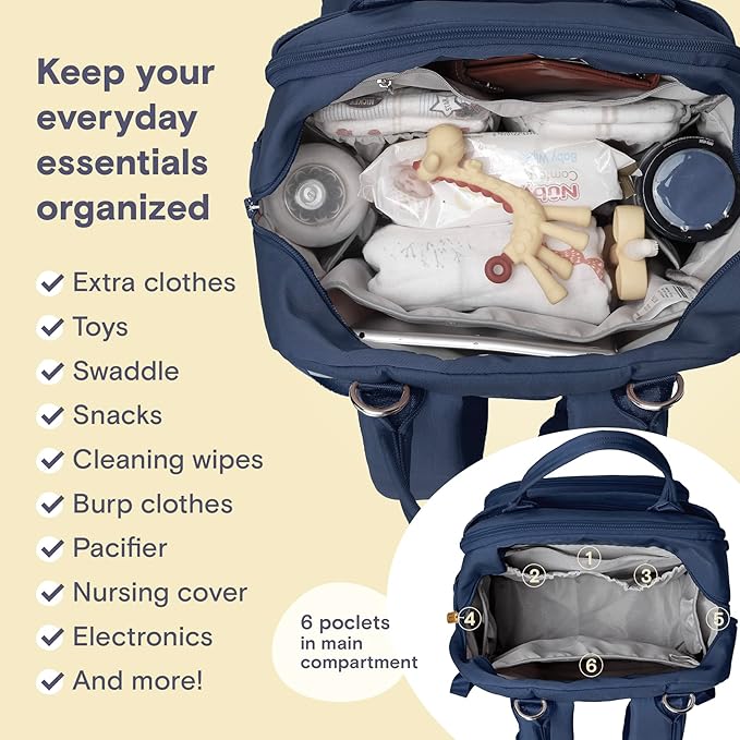 RUVALINO Diaper Bag Backpack-Multifunction Baby Travel Bag with Changing pad, Insulated Bottle Holders & Pacifier Case, Large Capacity, Waterproof, Peacock Blue