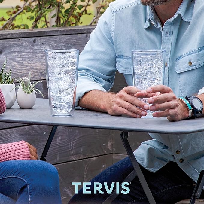 Tervis Clear & Colorful Lidded Made in USA Double Walled Insulated Tumbler Travel Cup Keeps Drinks Cold & Hot, 24oz, Hunter Green Lid