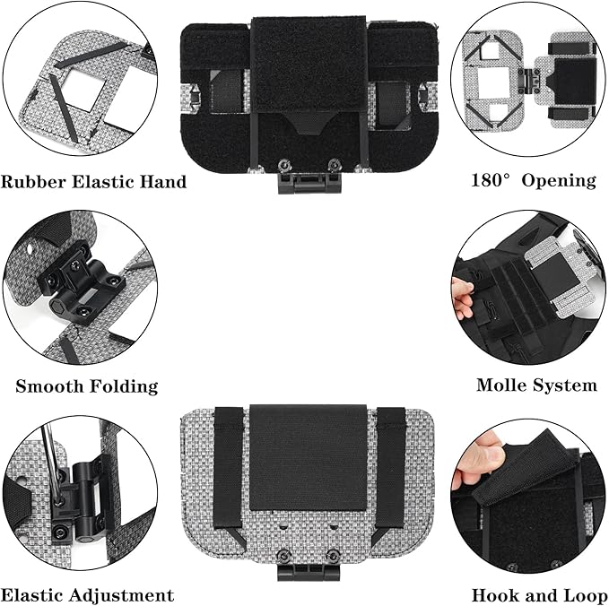 Outdoor Molle Phone Carrier, Lightweight Foldable Navigation Board with Wide Angle Phone Holder, Chest Rig Hovering Mount for Multi-Functional Vests