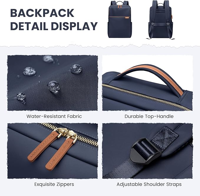 Laptop Backpack for Women, Work Business Traval Computer Backpacks with Laptop Compartment Waterproof Casual Daypack for Travel College,14Inch,Navy Blue