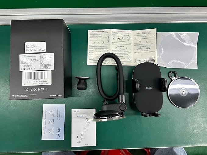 OQTIQ 13" Gooseneck Car Phone Mount – Windshield & Dashboard Holder with Strong Suction Cup, Anti-Shake Stabilizer, One-Button Release – Compatible with iPhone 17/16/15/14 and All Smartphones