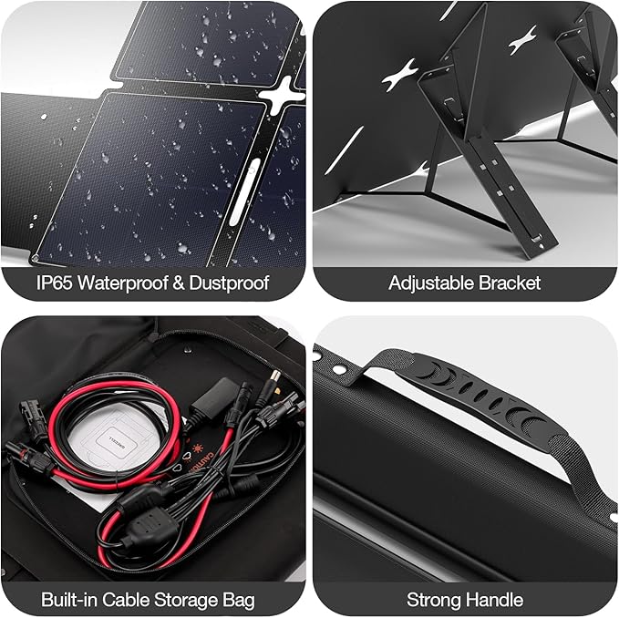 GRECELL 240W Portable Solar Panel for Power Station, Ultra Light Foldable Solar Panel Kit, 25% High Efficiency, IP65 Waterproof, Solar Charger for Outdoor Camping RV Boat Home Backup Power, Off-Grid