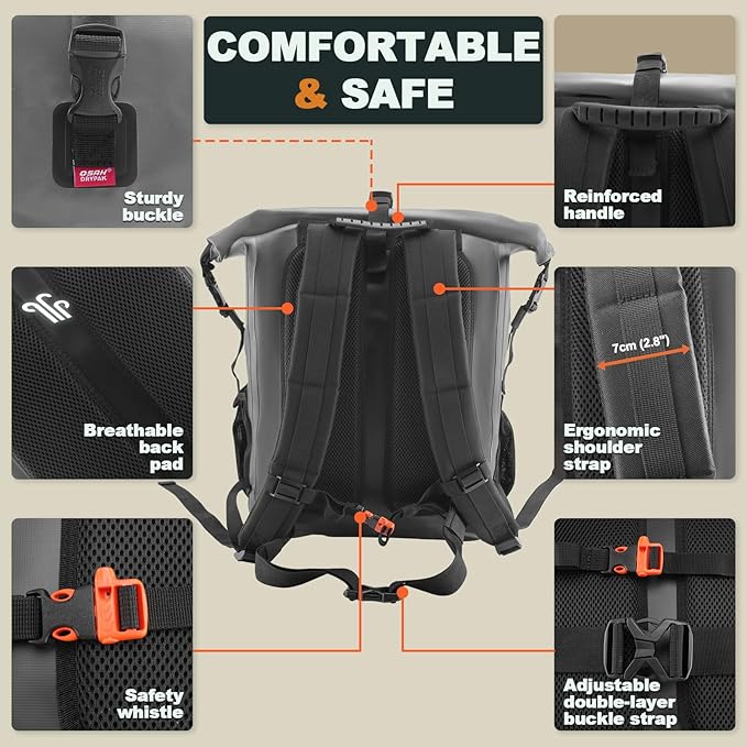 OSAH DRYPAK Waterproof Backpack Dry Bag 35L/55L/85L – Heavy Duty Roll-Top Hiking Backpack for Travel, Kayaking, Boating, Camping, Rafting and Fishing