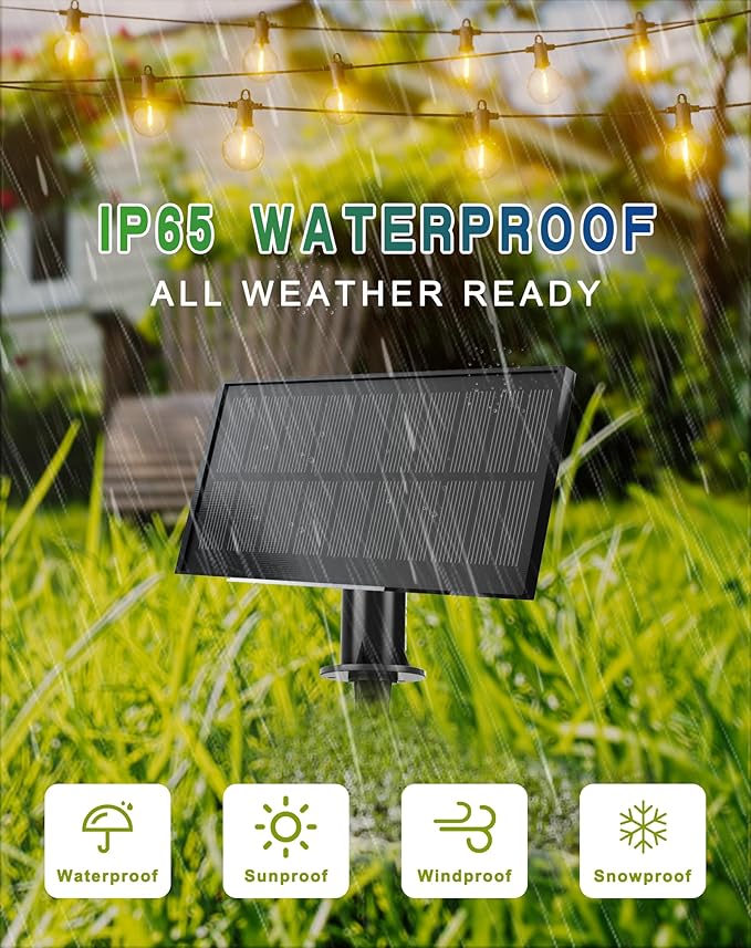 Zuske Solar String Lights Outdoor Waterproof 50FT with USB Port and 27 Shatterproof G40 Bulbs(2 Spare), LED Solar Powered Patio Lights for Outside, Porch, Backyard, Bistro, Garden, Market - 2200K