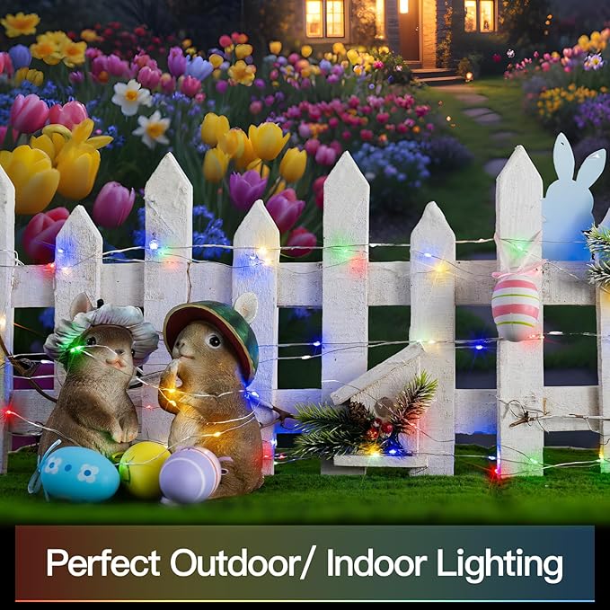 suddus 33ft 100 LED Outdoor String Lights, Multi Color Fairy Lights Battery Operated with Remote, Led Twinkle Lights for Bedroom, Backyard, Wedding, Tree, Mason Jar, Wall, Centerpiece, Christmas