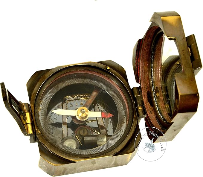Kelvin & Hughes Natural Sine Brass Pocket Compass – Vintage Mining Compass & Outdoor Navigation Tool