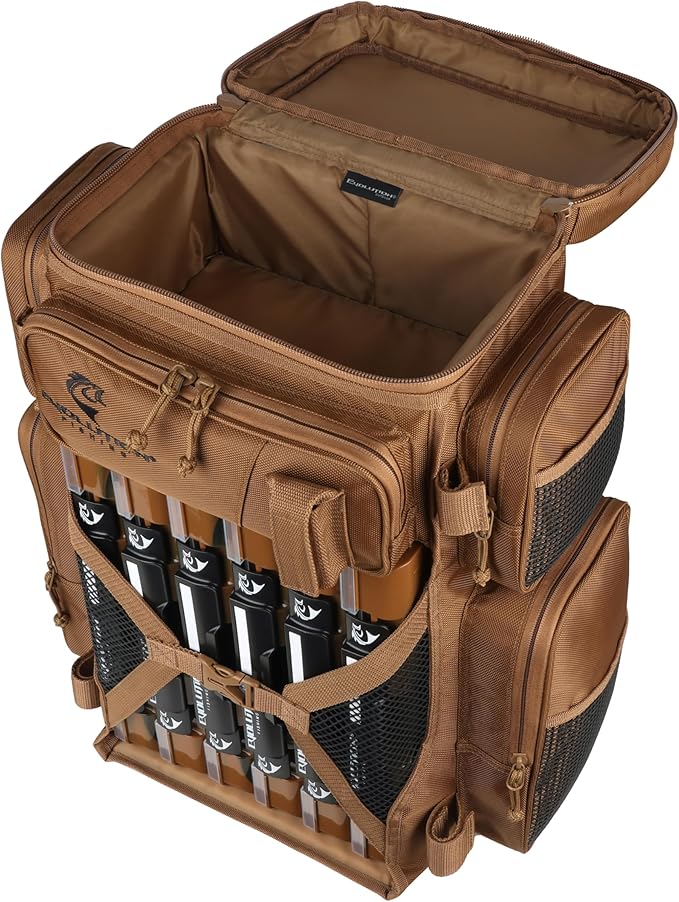 Evolution Fishing Drift Series Tackle Backpack, Outdoor Rucksack w/ 6 Fishing Tackle Trays, Heavy Duty
