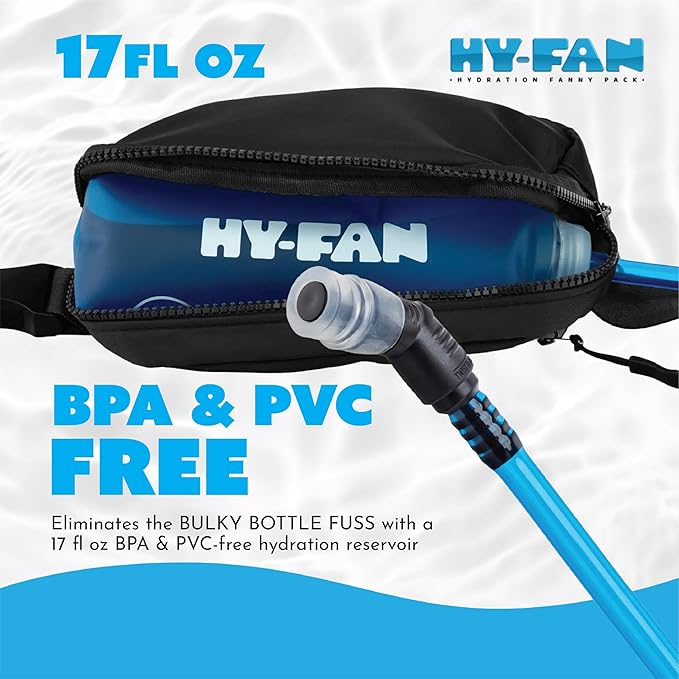 HY-FAN Hydration Cross Body with Bladder, 17oz BPA-Free, Hands-Free Design, Secure Pockets, Ideal for Athletic Outdoor Activities, Travel and More - Blue