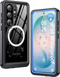 ANTSHARE IP68 Waterproof Case for Samsung Galaxy S26 Ultra [2026] - MagSafe Compatible, Built-in Screen/Lens Protector - Shockproof Full Body Protection for Swimming/Outdoor, Blue/Clear