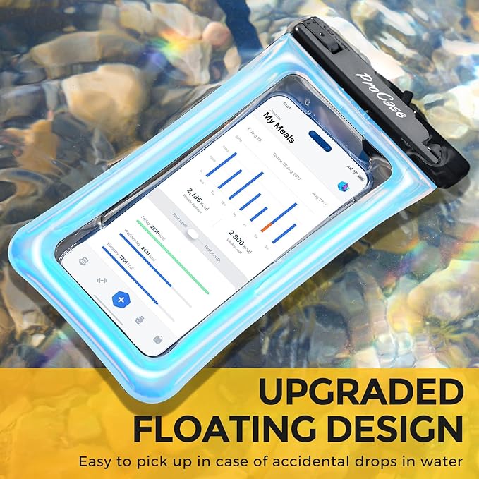 ProCase 2 Pack Floating Waterproof Phone Pouch IPX8, Universal Dry Bag Fits iPhone 17/16/15/14/13 Series, Galaxy S24/S23/S22, Pixel 8/7 (Up to 7”), Touchscreen, Underwater & Snow Protection -Sparkle