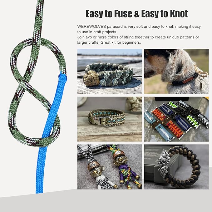 550 Paracord Type III - Survival Paracord Bracelet Rope Kits - Tent Rope Parachute Cord Combo Crafting Kits, Many Colors of Outdoor Survival Rope - Great Gift