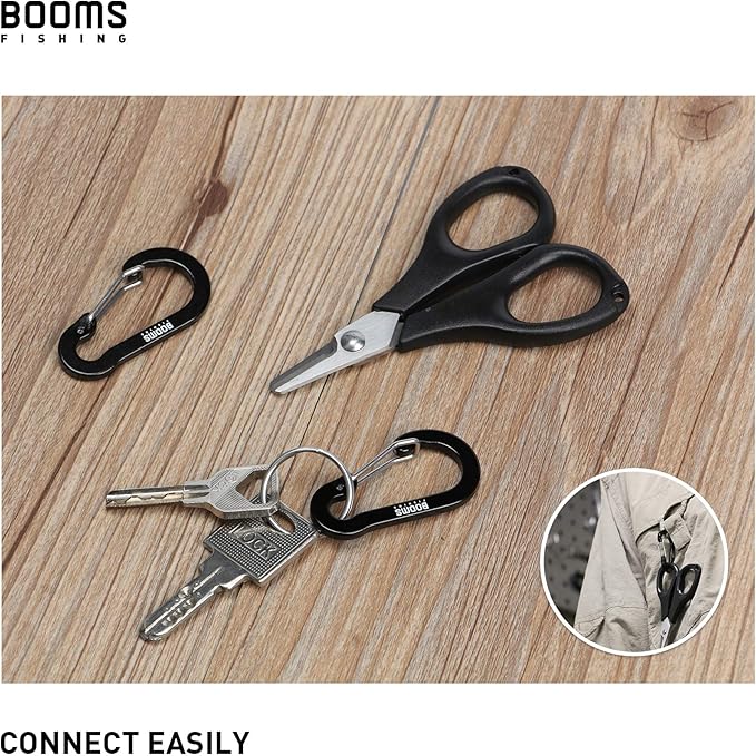 Booms Fishing CC1 Multi-Use Carabiner Clip, 6 Pack Small Caribeener Clips, Mini Keychain Caribeaner Clip 2 inch, Aluminum D Ring Carabiners, Multi-colored