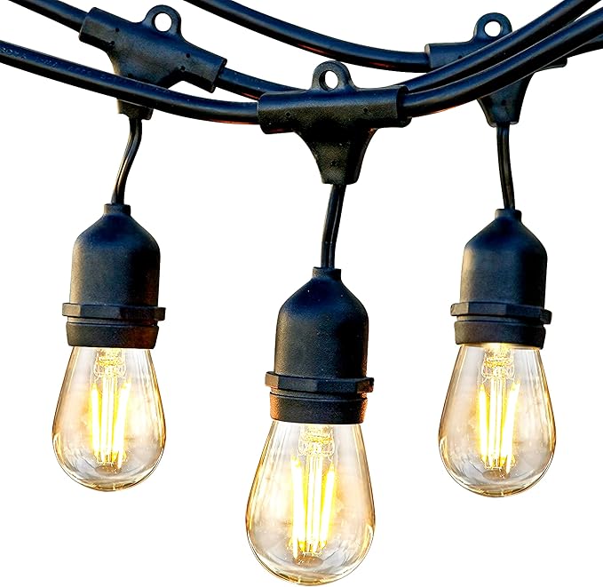 Brightech Ambience Pro 105Ft LED String Lights - 2W Commercial Grade Patio Lighting Outdoor Waterproof - Heavy Duty Dimmable Vintage Edison Porch Lights for Outside, Backyard - 34 Bulbs, Soft White