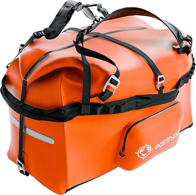 Earth Pak Waterproof Duffel Bag - Large Dry Bag, 1680D TPU, Heavy Duty, Camping & Marine Dry Bag, 8x8 Popout Pocket