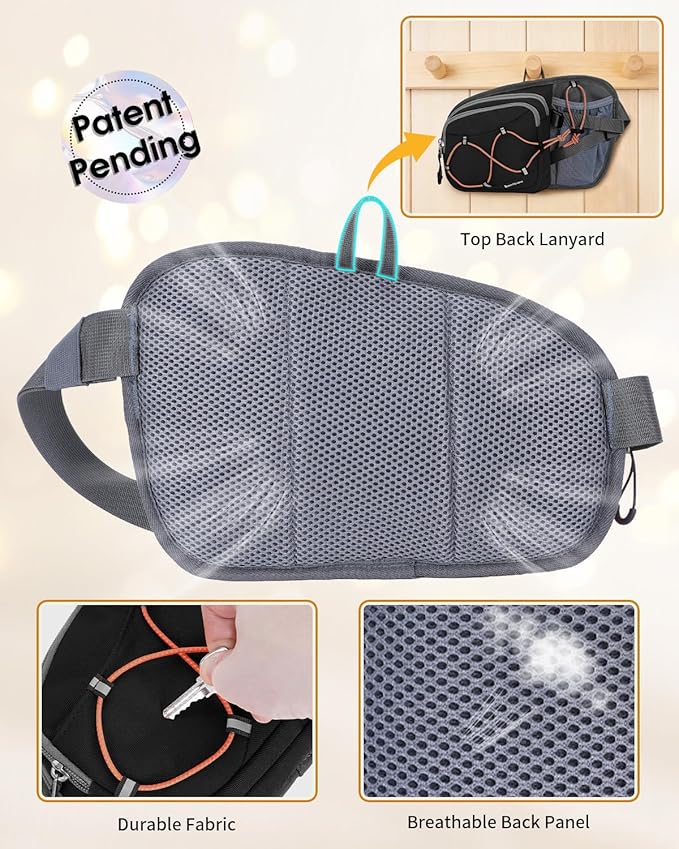 sportsnew Hydration Waist Pack with Water Bottle Holder, 2L Large Fanny Pack for Running Hiking Dog Walking, Water-Resistant Crossbody Waist Bag for Men Women, Patent Pending