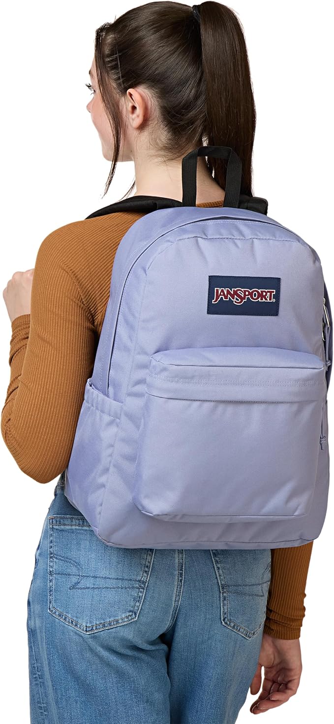 JanSport SuperBreak Plus Backpack with Padded 15-inch Laptop Sleeve and Integrated Bottle Pocket - Spacious and Durable Daypack for Work and Travel - Lavender Ash