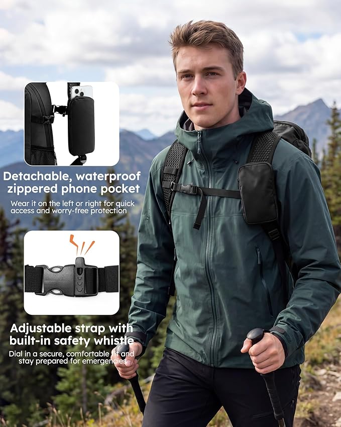 Small 20L Foldable Hiking Daypack for Men Women – Ultra Lightweight Tactical Packable Backpack for Travel, Camping Outdoor, Black